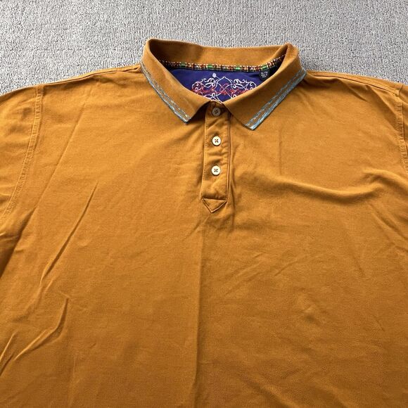 Robert Graham Polo Shirt Adult Extra Large Orange Short Sleeve Casual Men's - Picture 3 of 14